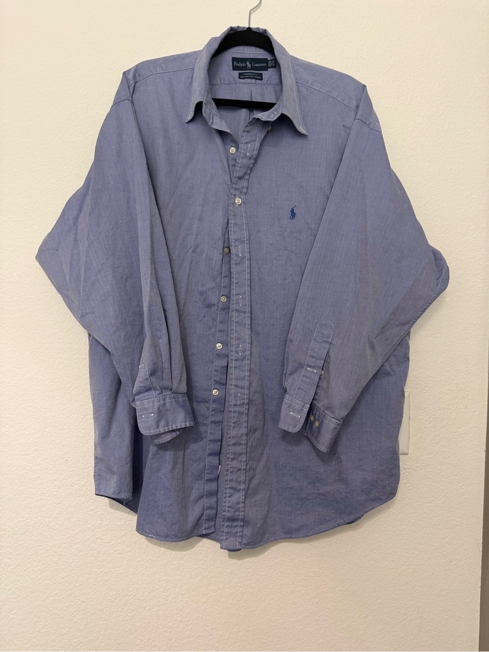 Vintage Ralph Lauren Men’s Button-Down Shirt in Faded Blue